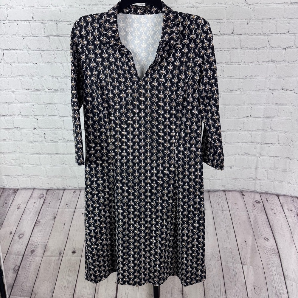 J. McLaughlin Levia Catalina Cloth Long Sleeve Sheath Dress Black Medium